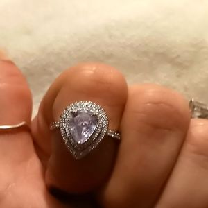 Sterling silver pear cut engagement ring